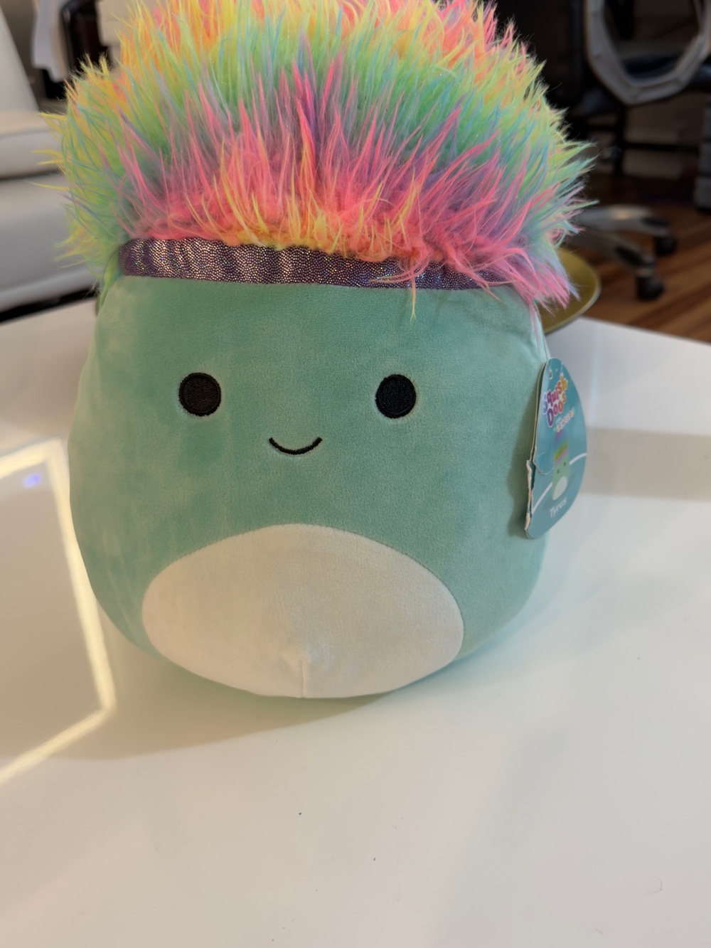 Squishmallows Squish-Doo Tyrus Mint Green Rainbow Hair Plush 12”